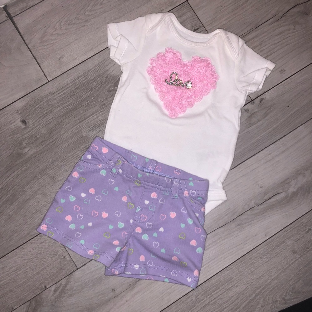 Rhinestone LOVE Heart ONESIE with heart shorts